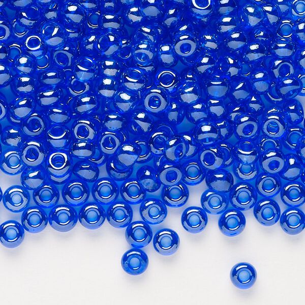 Seed bead, glass, pkg/50g, #6 round, translucent blue. image number 0