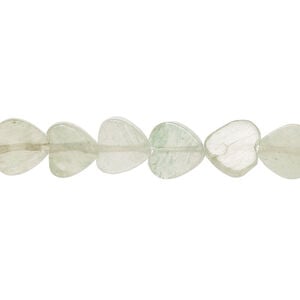 Green aventurine 1pkg1, flat heart bead natural, 15 inch 8-9mm light to dark