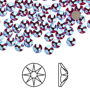 Flat back 1440pk light Siam shimmer foil back, Swarovski® 3.8-4mm rose round SS16 2088