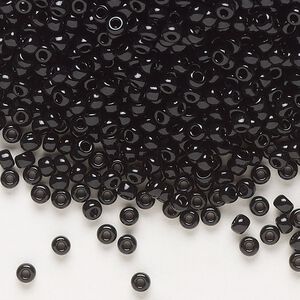 Seed bead, Miyuki, glass, pkg/250g, #8 rocaille, opaque black, (RR-401).