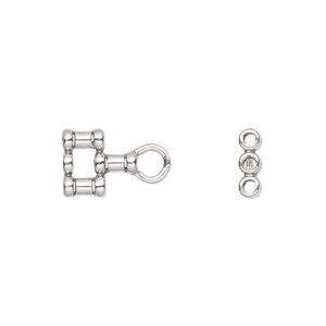Crimp end, JBB Findings, antiqued sterling silver, 14x9mm 3-strand, 1.3mm inside diameter. Sold per pkg of 2.