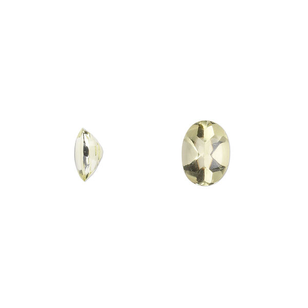 Gem, lemon quartz (heated), 8x6mm buffed-top faceted oval. Sold per pkg of 2. image number 0