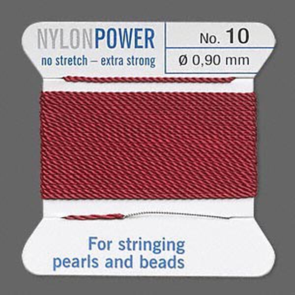 Thread, Griffin, nylon, garnet red, size #10. Sold per 2-meter card (approximately 78 inches). image number 0