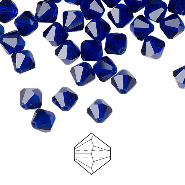 Bead 288pk cobalt blue, Preciosa Czech crystal 6mm bicone image number 0