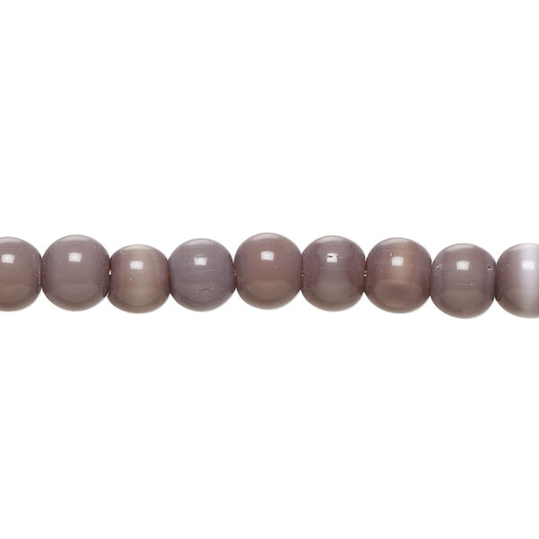 Bead, cat's eye glass (fiber optic glass), purple, 5mm-7mm irregular round. Sold per 14-inch strand, approximately 75 beads. image number 0