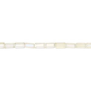 Bead, glass, crystal AB, 5x2.5mm faceted tube. Sold per 15-1/2 to 16-inch strand.