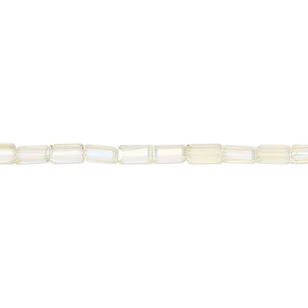 Bead, glass, crystal AB, 5x2.5mm faceted tube. Sold per 15-1/2 to 16-inch strand. image number 0