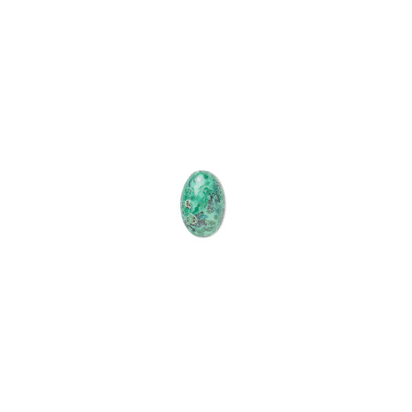 Cabochon, chrysocolla (stabilized), 6x4mm calibrated oval, C grade, Mohs hardness 2 to 4. Sold per pkg of 4. image number 0