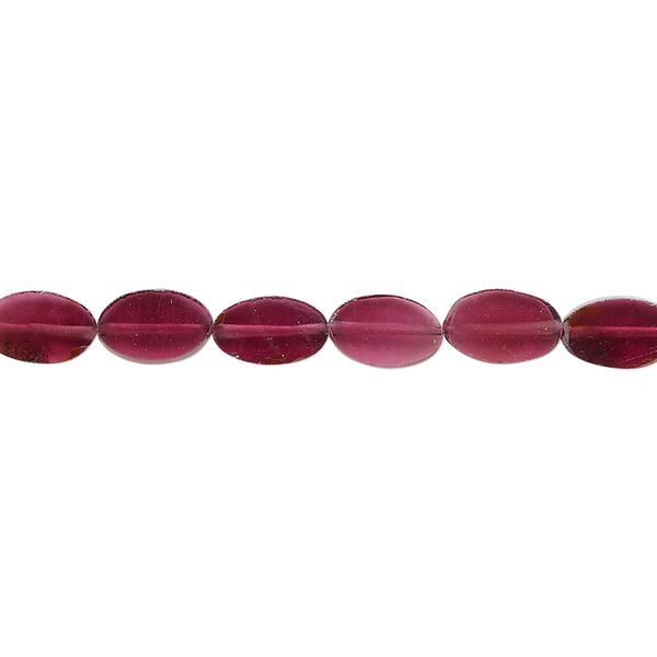 Rhodolite garnet 1pkg1, hand-cut flat oval bead 15.5-16 inch graduated 6x3mm-11x9mm image number 0