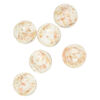 Bead, lampworked glass, clear /opaque white/ glow-in-the-dark / gold, 12mm round. Sold per pkg of 6. image number 0
