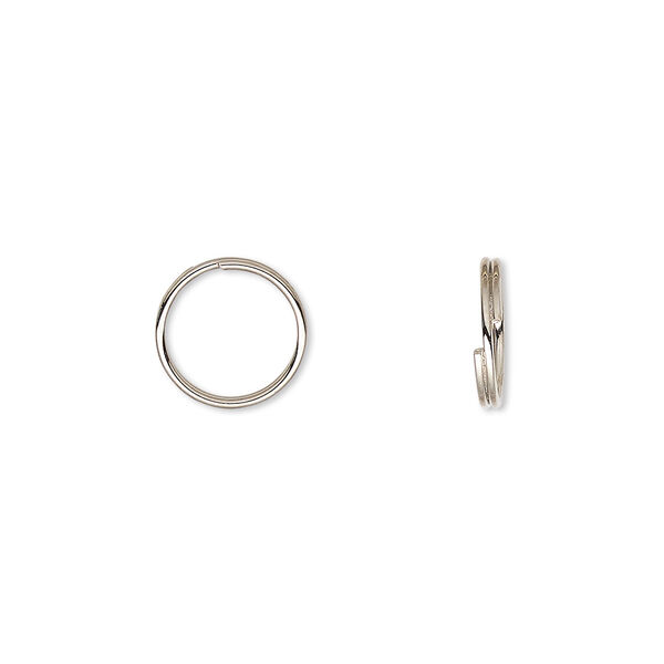 Split ring, imitation nickel-finished steel, 10mm round with 8.5mm inside diameter. Sold per pkg of 1,000. image number 0