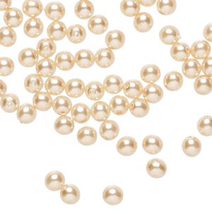 Bead 1pkg100 Czech pearl-coated glass druk, opaque champagne, 4mm round.