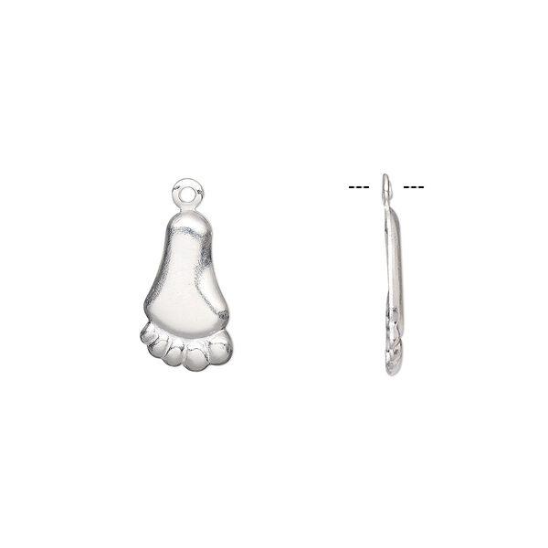 Charm, silver-finished brass, 13x8mm single-sided foot. Sold per pkg of 10. image number 0