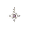 Amethyst / sterling silver 1pkg1, open beaded diamond drop natural antiqued 17x17mm image number 1