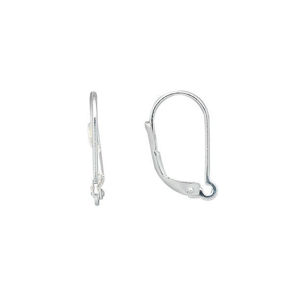 Ear wire, silver-plated brass, 16mm leverback with open 1/2 loop. Sold per pkg of 5 pairs. image number 0