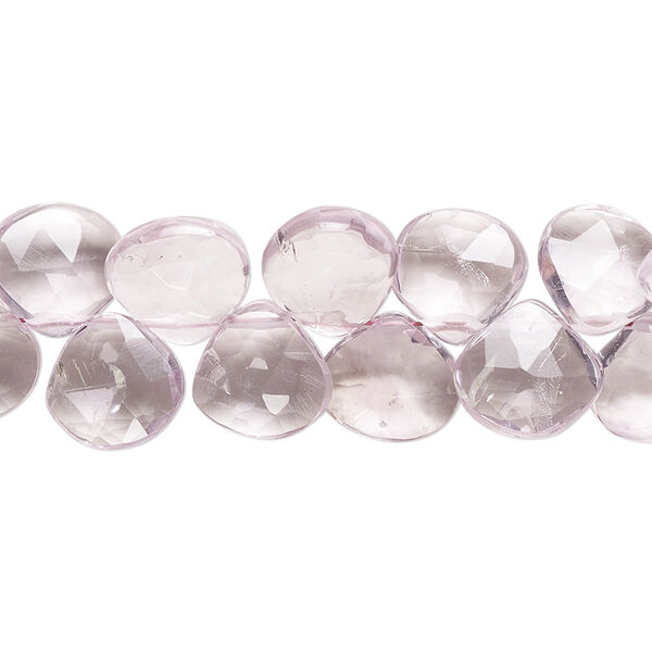 Bead, lavender amethyst (natural), 9mm-12x11mm hand-cut top-drilled faceted puffed teardrop with 0.4-1.4mm hole, B+ grade, Mohs hardness 7. Sold per 8-1/2 inch strand. image number 0