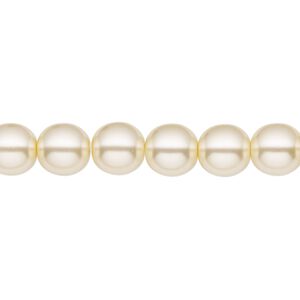 Bead, Czech pearl-coated glass druk, opaque cream, 8mm round. Sold per 15-1/2" to 16" strand.