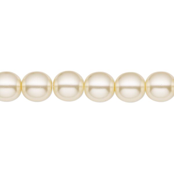 Bead, Czech pearl-coated glass druk, opaque cream, 8mm round. Sold per 15-1/2" to 16" strand. image number 0
