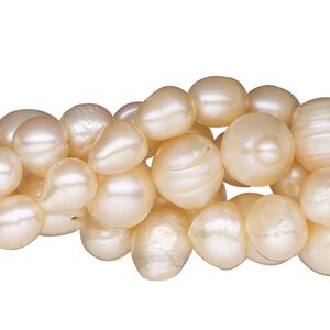 Pearl mix, cultured freshwater pearl (natural), pkg/(5) 15-1/2 to 16 inches, 4-10mm mixed shape, D grade, peach and mauve.