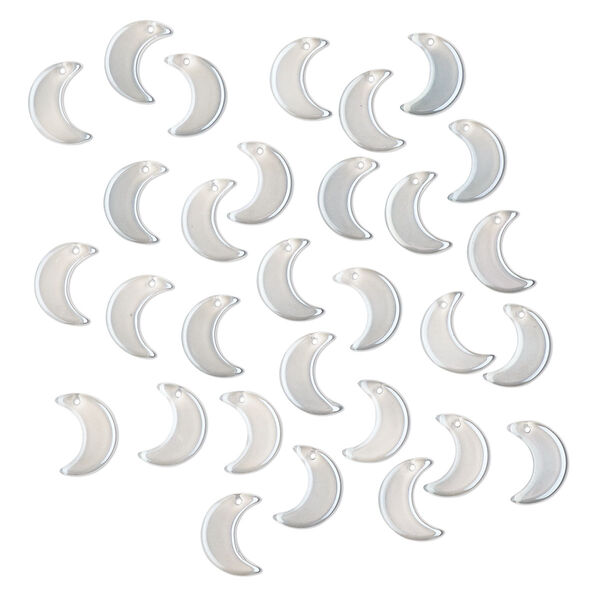 Drop, pressed glass, translucent light blue luster, 16 x 12mm pressed moon, top-drilled. Sold per pkg of 30. image number 0