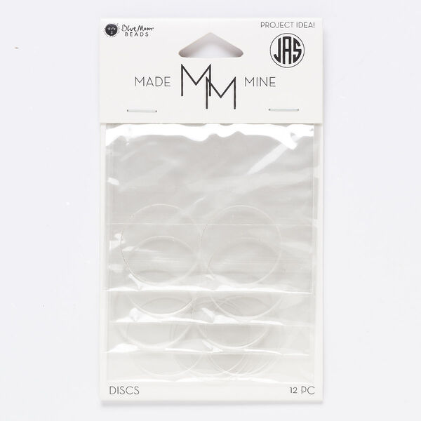 Component, acrylic, clear, 25mm round, 0.3mm and 1.75mm thick. Sold per pkg of 12. image number 0