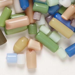 Bead fiber optic 1pk opaque mixed colors, 4x3mm-20x7mm round tube 4 ounce