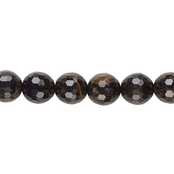Black-brown obsidian 1pkg1, faceted round bead natural B grade, 15.5 inch 8mm image number 0