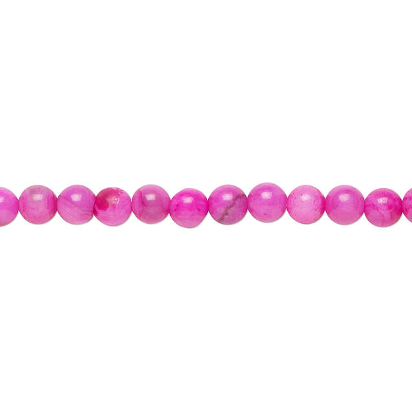 Bead, crazy lace agate (dyed), fuchsia, 4mm round, B grade, Mohs hardness 6-1/2 to 7. Sold per 15-1/2" to 16" strand. image number 0