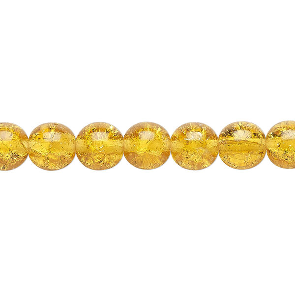 Bead, Czech crackle glass druk, honey, 8mm round. Sold per 15-1/2" to 16" strand, approximately 50 beads. image number 0