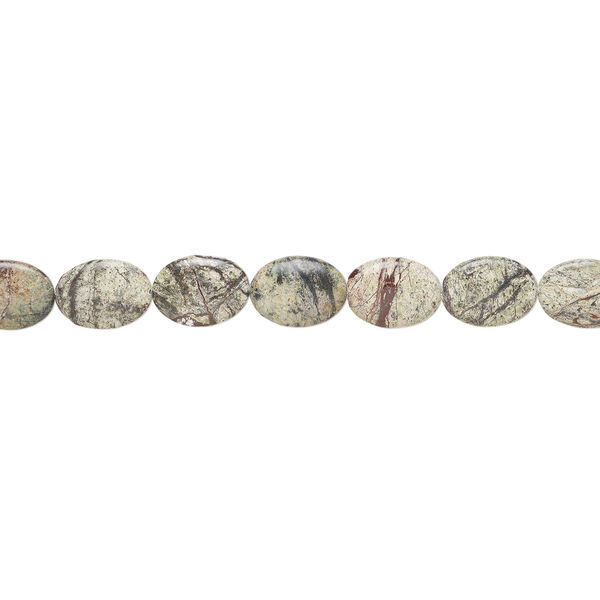 Russian serpentine 1pkg1, puffed oval bead natural, 15 inch 30x22mm image number 1