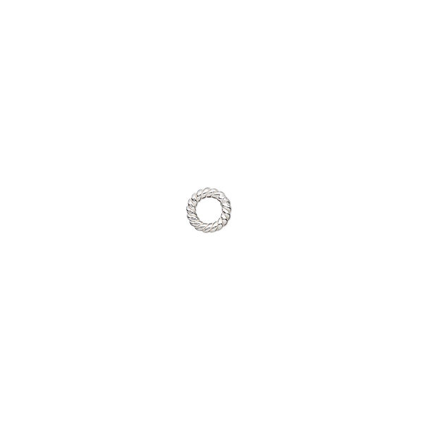 Jump ring, sterling silver, 5mm soldered twisted round, 3mm inside diameter, 18 gauge. Sold per pkg of 4. image number 0