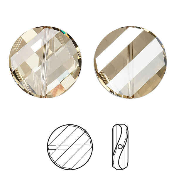 Bead 2pk crystal golden shadow, Crystal Passions® 18mm twist 5621 image number 0