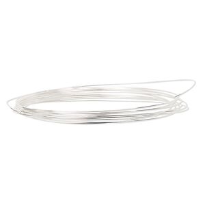 Wire, sterling silver, full-hard, round, 26 gauge. Sold per pkg of 5 feet.
