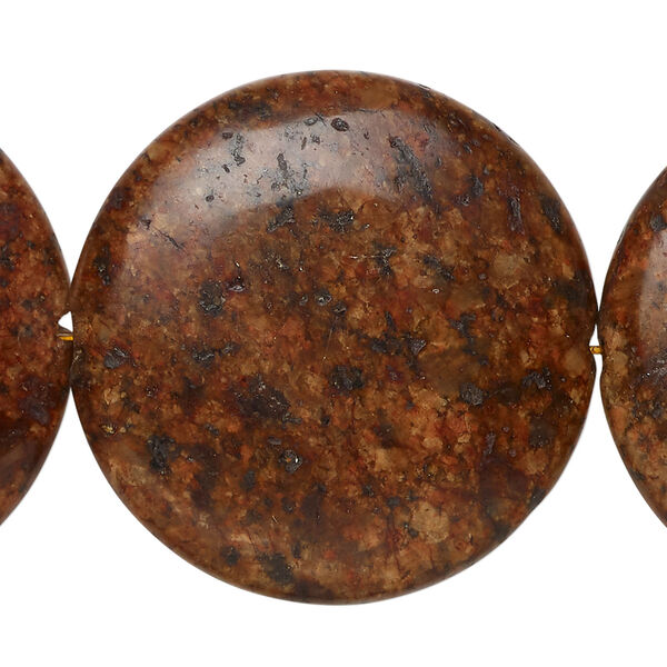 Rhyolite 1pkg1, puffed flat round bead, 14 inch 34-35mm image number 0