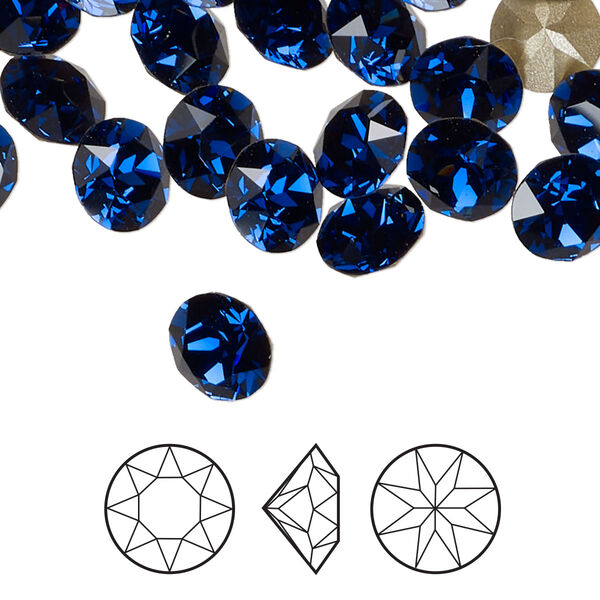 Chaton 144pk dark sapphire foil back, Swarovski® ReCreated™ 8.16-8.41mm round SS39 1088 image number 0