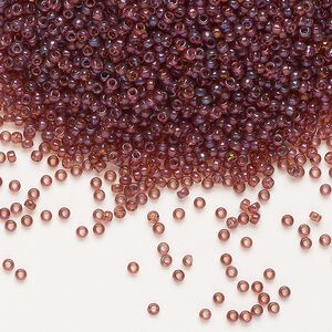 Seed bead, Miyuki, glass, pkg/250g, #15 rocaille, translucent gold luster claret (RR-302).