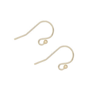 Ear wire, 14Kt gold-filled, 11mm fishhook with 2mm ball and open loop, 20 gauge. Sold per pair.