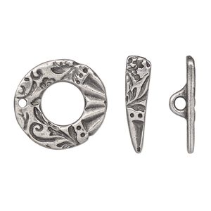 Clasp toggle 1pkg10 pewter (tin alloy), 19.5x19mm 2-sided ring, antiqued TierraCast® 1-strand