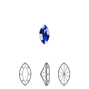 Fancy stone 4pk majestic blue foil back, Crystal Passions® 10x5mm navette 4228