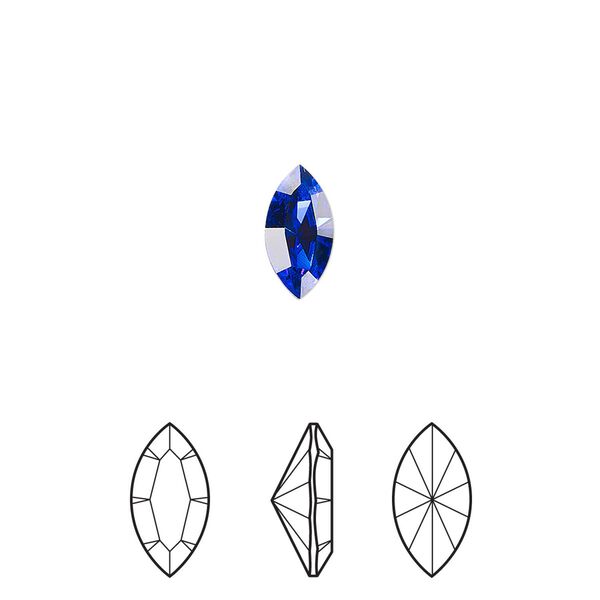 Fancy stone 4pk majestic blue foil back, Crystal Passions® 10x5mm navette 4228 image number 0