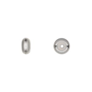 Bead keeper, stainless steel and silicone, clear, 8x4mm rondelle, fits 1.5mm chain or cord. Sold per pkg of 4.