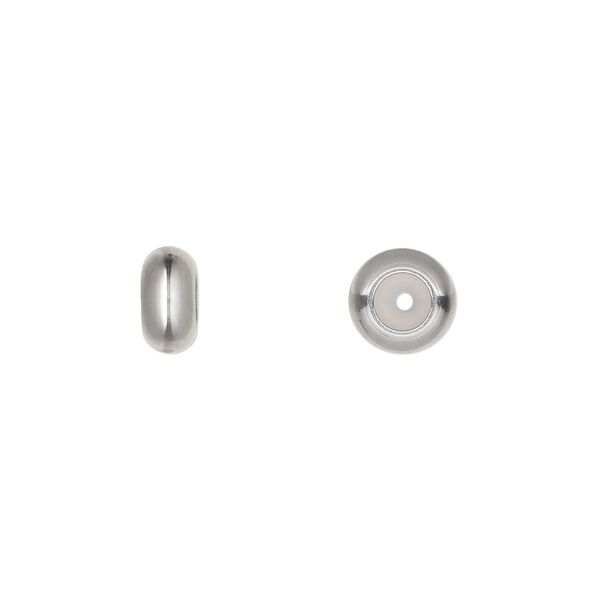 Bead keeper, stainless steel and silicone, clear, 8x4mm rondelle, fits 1.5mm chain or cord. Sold per pkg of 4. image number 0
