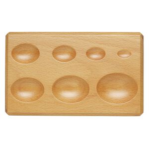Dapping block, wood, 1/2 to 1-3/4 inches, 6-1/4 x 4 inches overall. Sold individually.