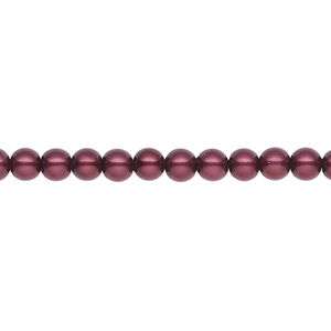 Pearl 2pk bordeaux, Celestial Crystal® 4mm round 15.5-16 inch