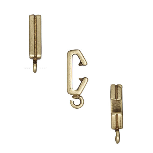 Component, JBB Findings, antiqued brass, 11x3mm rectangle with line design and open loop, 8x1.5mm inside diameter. Sold per pkg of 2. image number 0