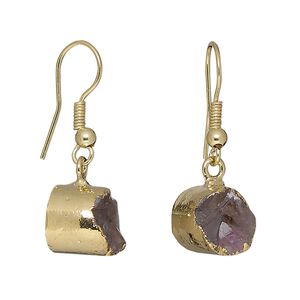 Druzy agate / brass 1pkg1, gold-plated fishhook earring 30mm