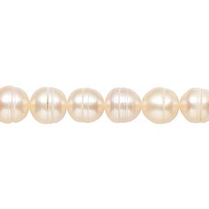 Pearl, cultured freshwater, peach, 7-12mm semi-round, D grade, Mohs hardness 2-1/2 to 4. Sold per 16-inch strand.