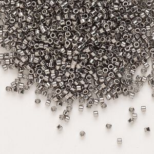 Seed bead, Delica®, glass, pkg/250g, #11 round, opaque nickel-plated (DB-0021).