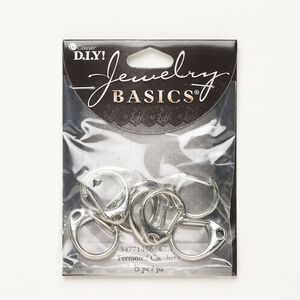 Clasp self-closing 1pkg8, 23x20mm, silver-finished steel 1-strand