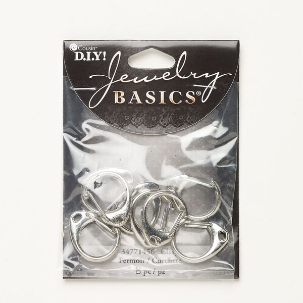 Clasp self-closing 1pkg8, 23x20mm, silver-finished steel 1-strand image number 0